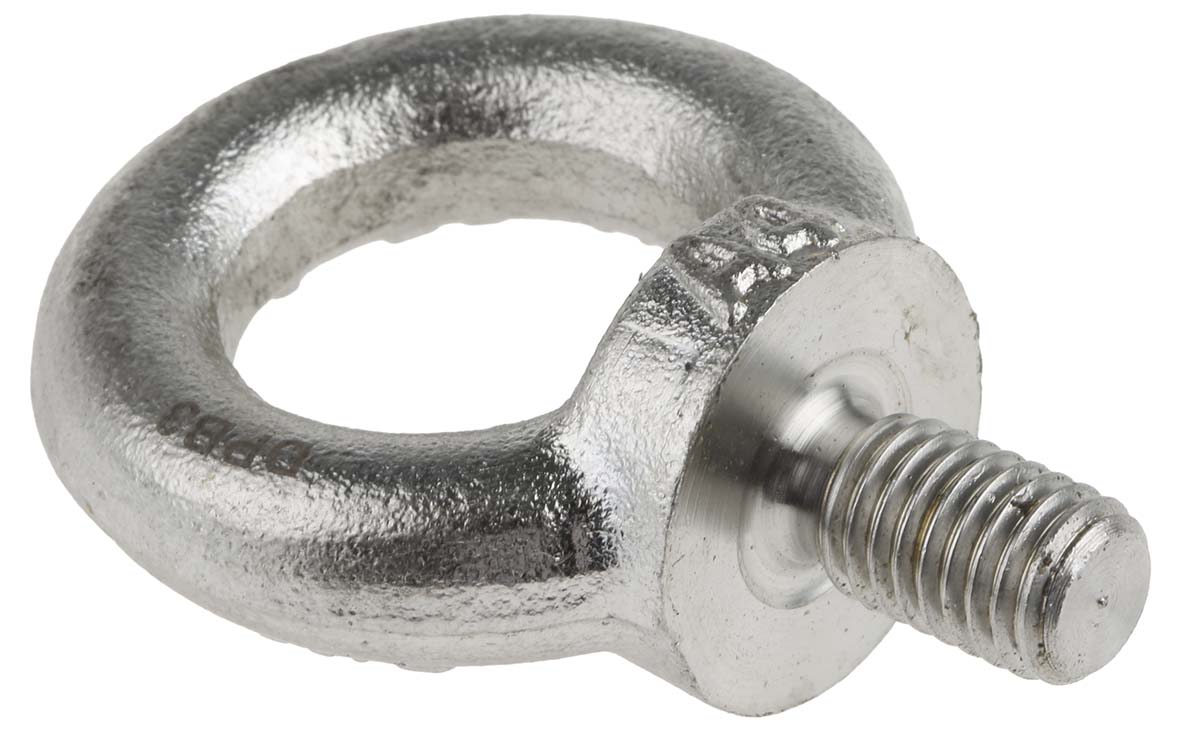 124-4839 RS PRO Galvanised Steel Eye Bolt, M10 Thread, 17 mm Thread Length, 25 mm, 0.23 t Load