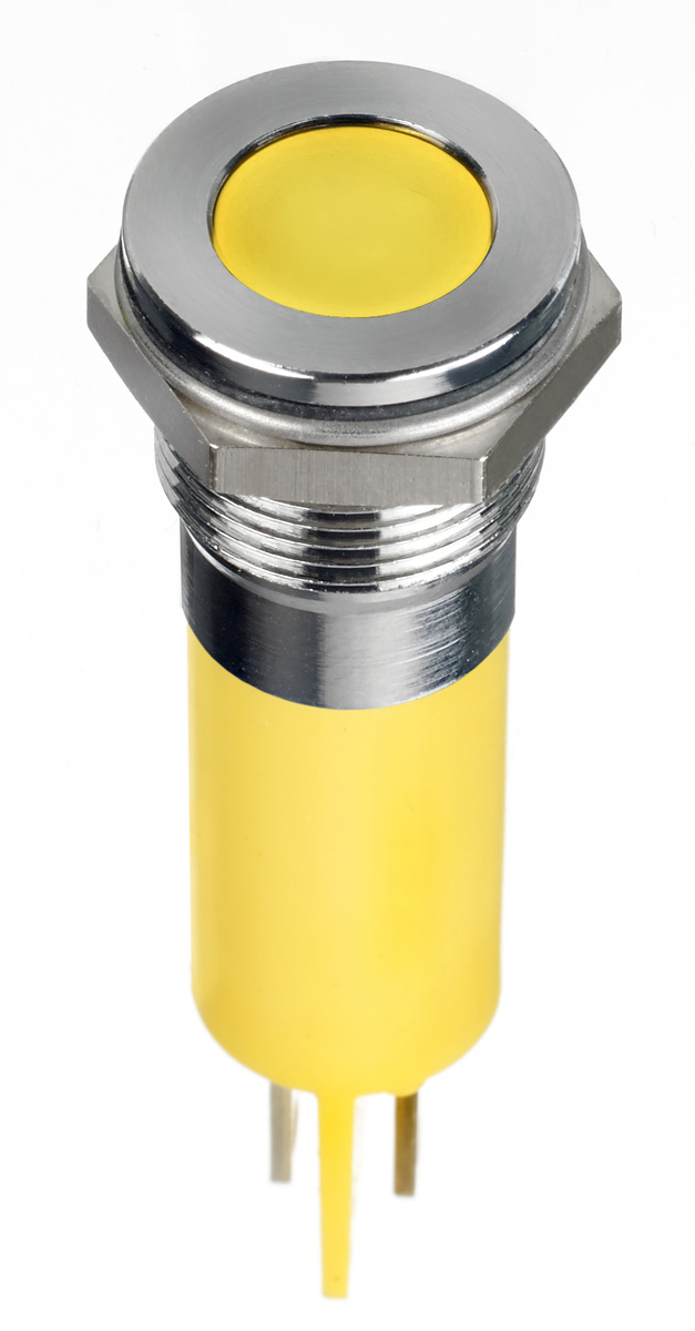 RS PRO Yellow Panel Mount Indicator, 12V dc, Solder Lug Termination, IP67