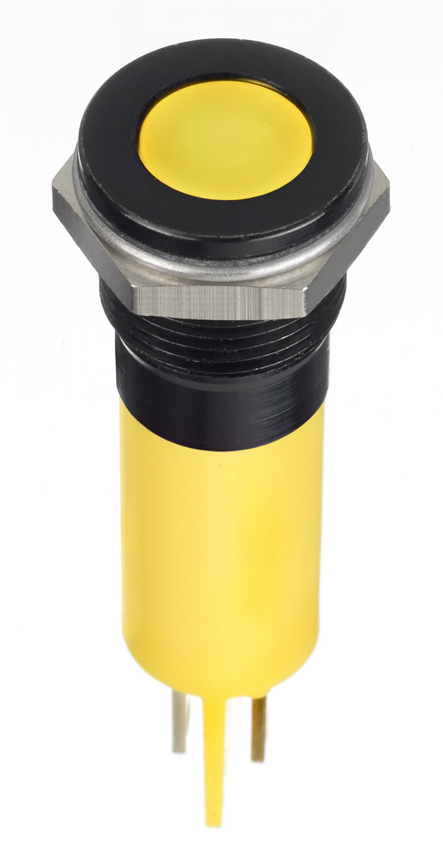 RS PRO Yellow Panel Mount Indicator, 24V dc, Solder Lug Termination, IP67