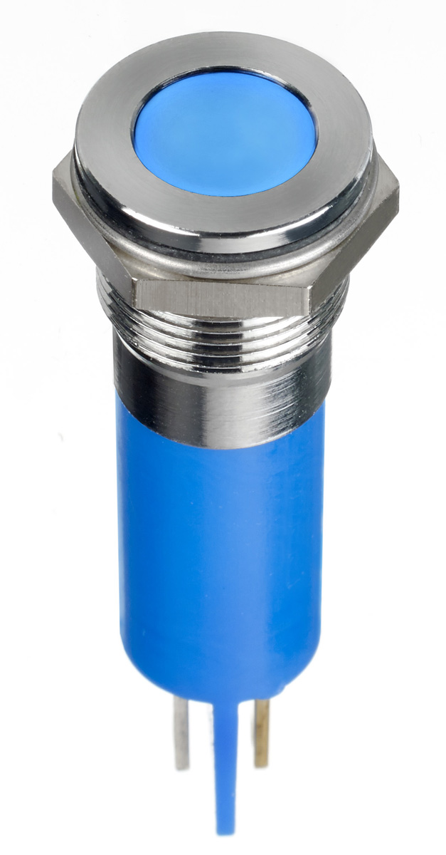 RS PRO Blue Panel Mount Indicator, 12V dc, Solder Lug Termination, IP67