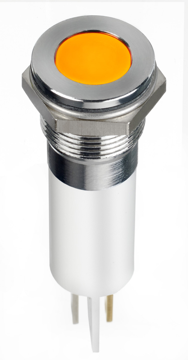RS PRO Orange Panel Mount Indicator, 220V ac, 3mA, Solder Lug Termination, IP67, Flush