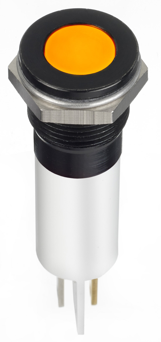 RS PRO Orange Panel Mount Indicator, 12V dc, 20mA, Solder Lug Termination, IP67, Flush