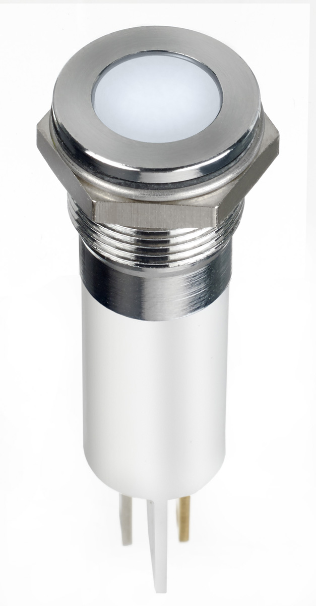 RS PRO White Panel Mount Indicator, 24V dc, Solder Lug Termination, IP67