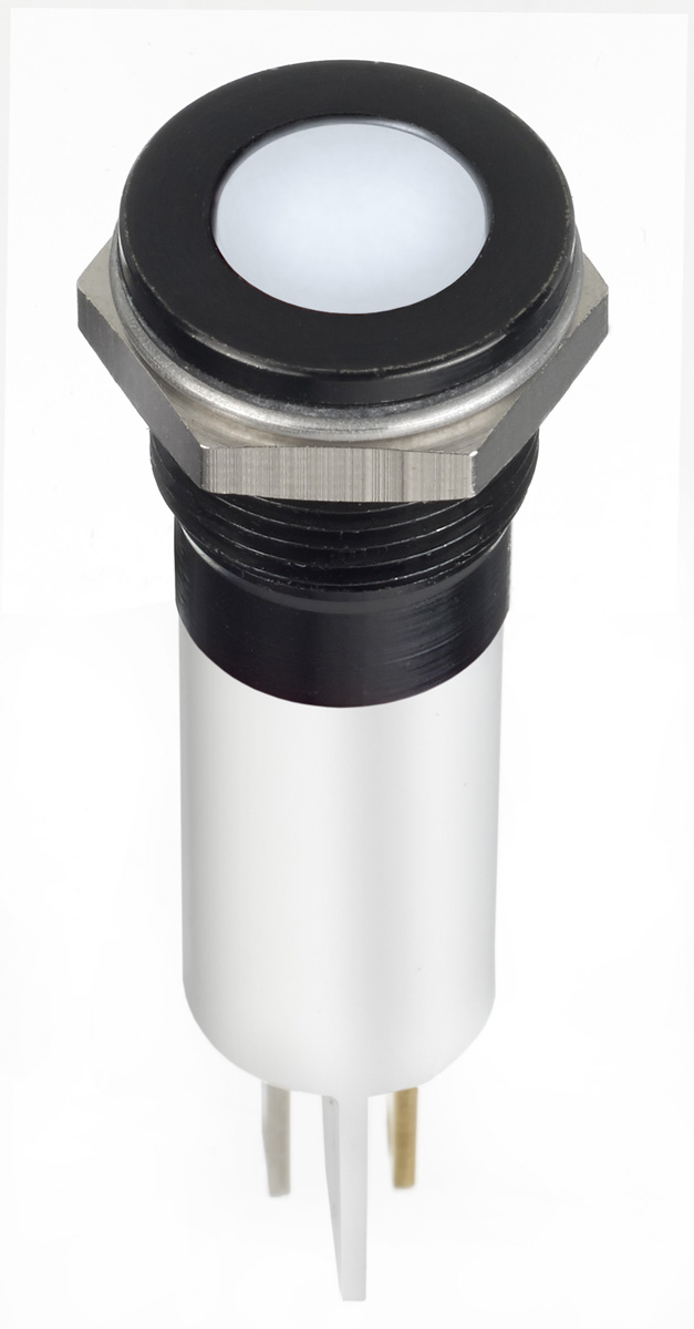 RS PRO White Panel Mount Indicator, 12V dc, Solder Lug Termination, IP67