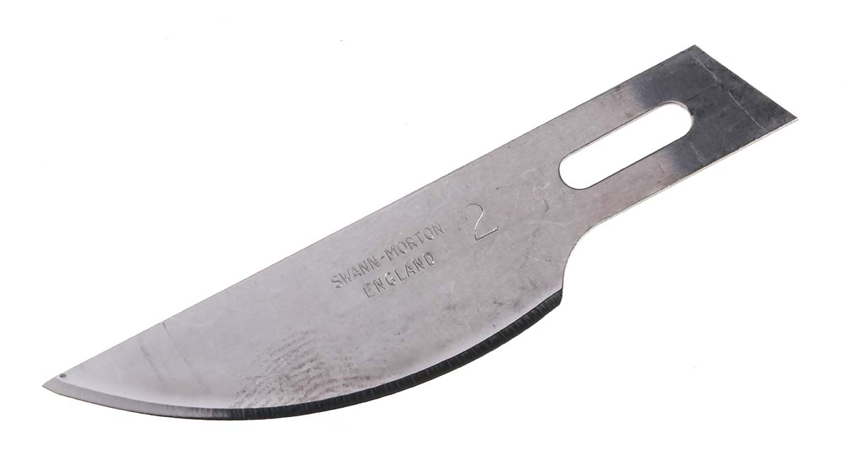 Swann-Morton Carbon Steel Curved Scalpel Blade, No.2, 50 per Package