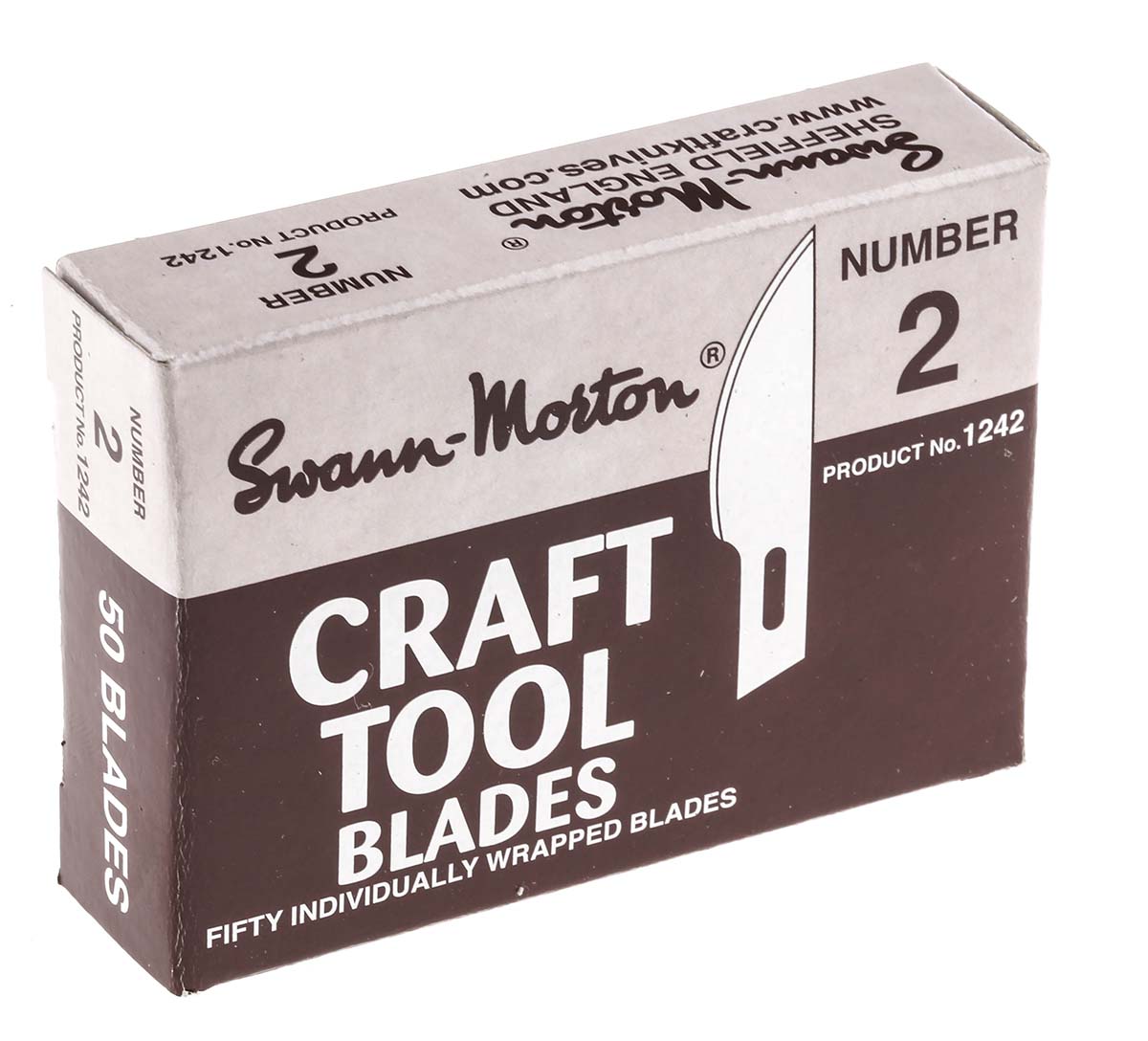 1242 Swann-Morton Carbon Steel Curved Scalpel Blade, No.2, 50 per Package