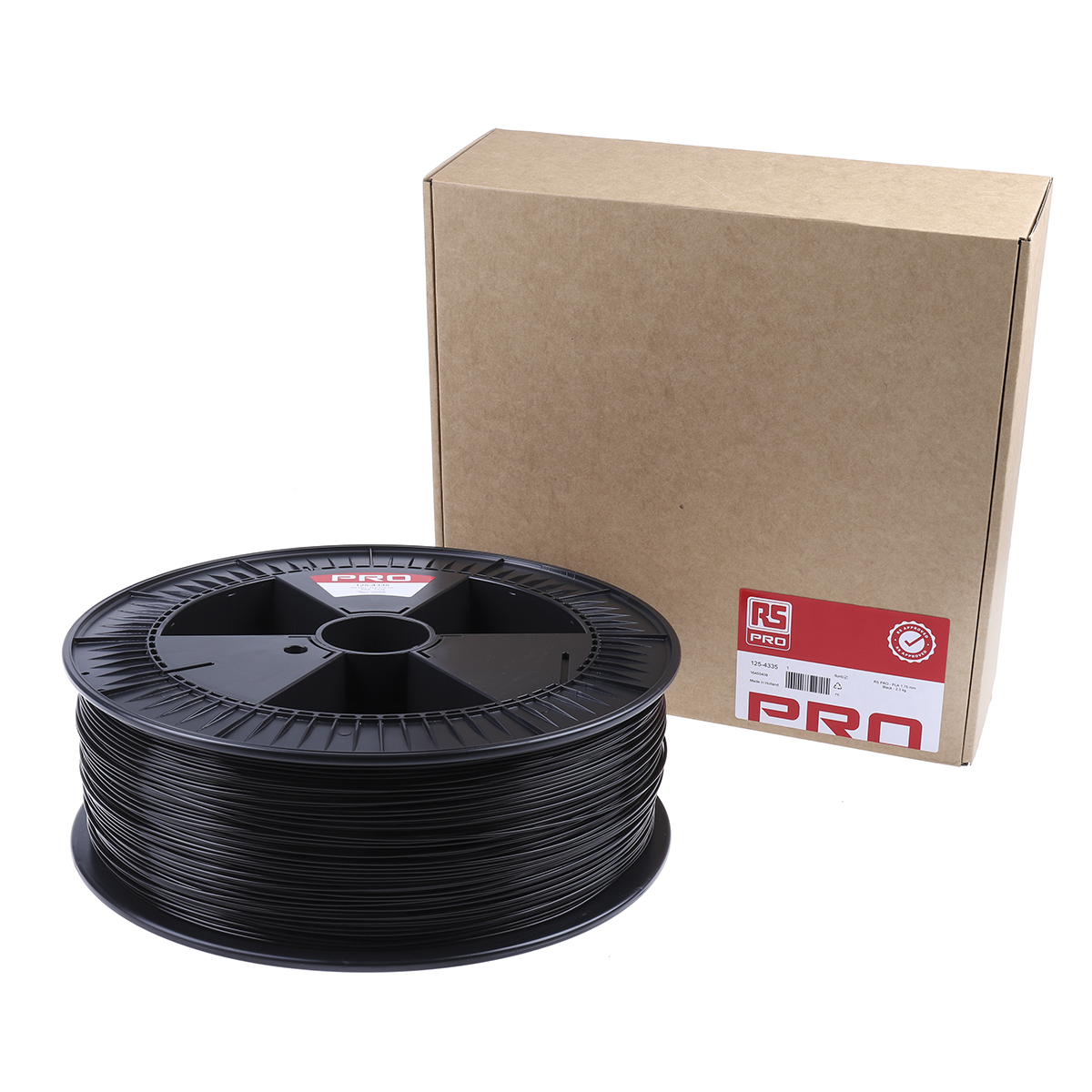 125-4335 RS PRO 1.75 mm Black PLA 3D Printer Filament, 2.3 kg