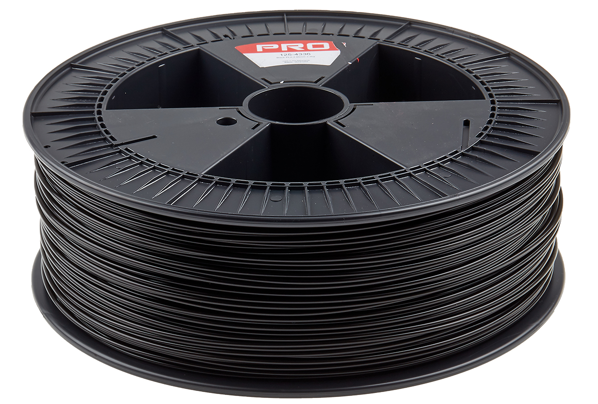 125-4336 RS PRO 2.85 mm Black PLA 3D Printer Filament, 2.3 kg
