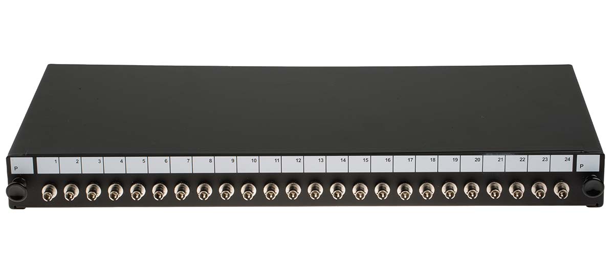 125-8404 RS PRO 24 Port ST Fibre Optic Patch Panel With 24 Ports Populated, 1 U 44 mm