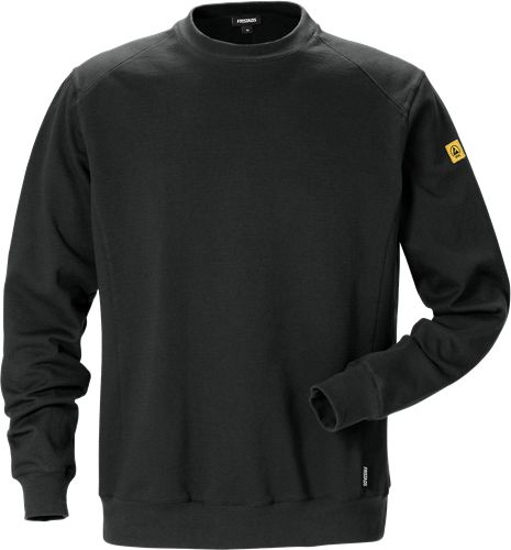 Fristads 125037 Black Conductive Fabric, Cotton, Polyester Men's Sweat Shirt L