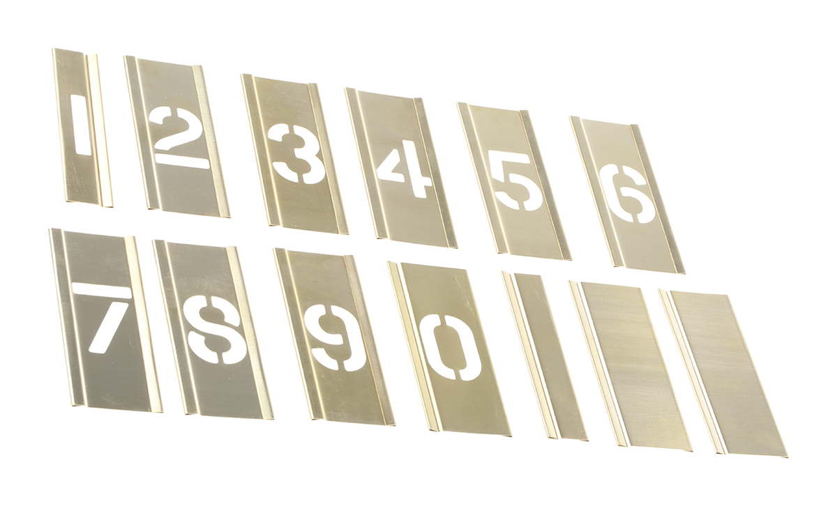 AT Brown 13 Piece Brass Stencil Numbers Only, 25 mm Character Height