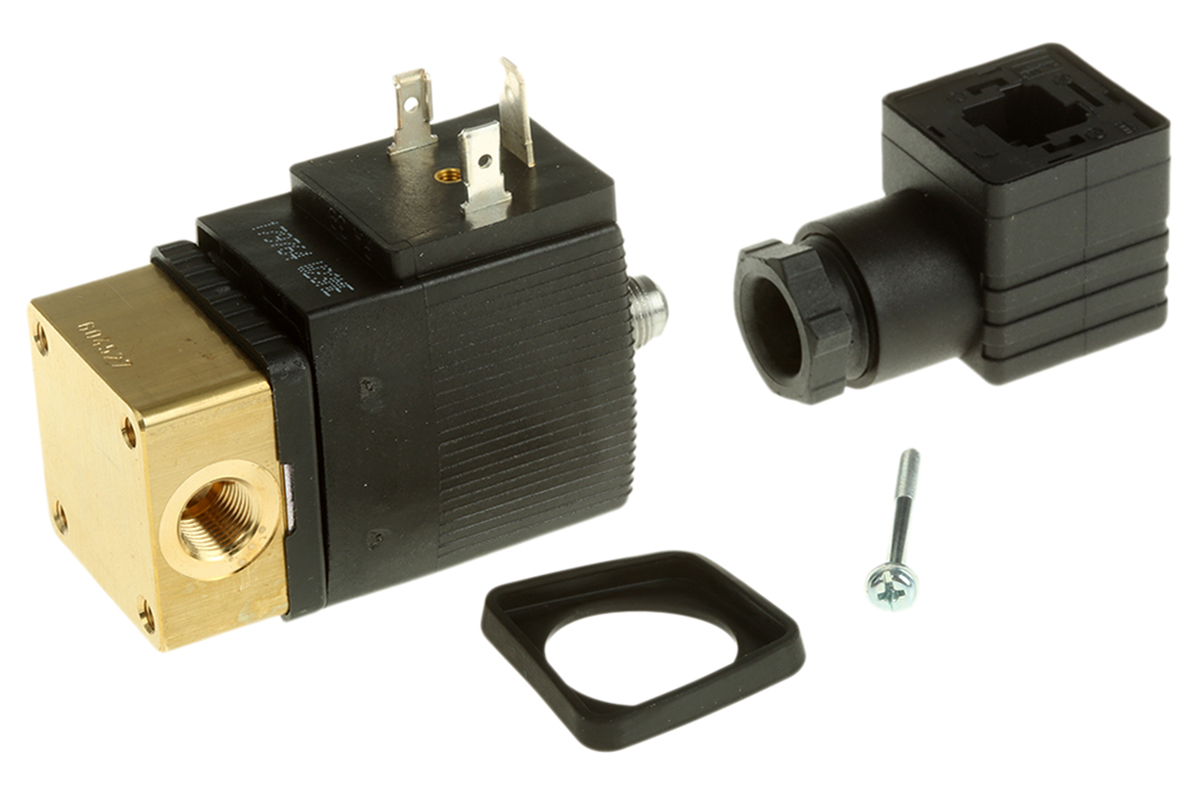 Burkert Solenoid Valve 125335, 3 Port, NC, 110V ac 3.18 mm, 3.18 mm