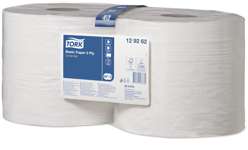 129262 Tork Tork Basic Paper 2 Ply Roll Paper Towel, 340 m x 235 mm, 1, 971 Sheets
