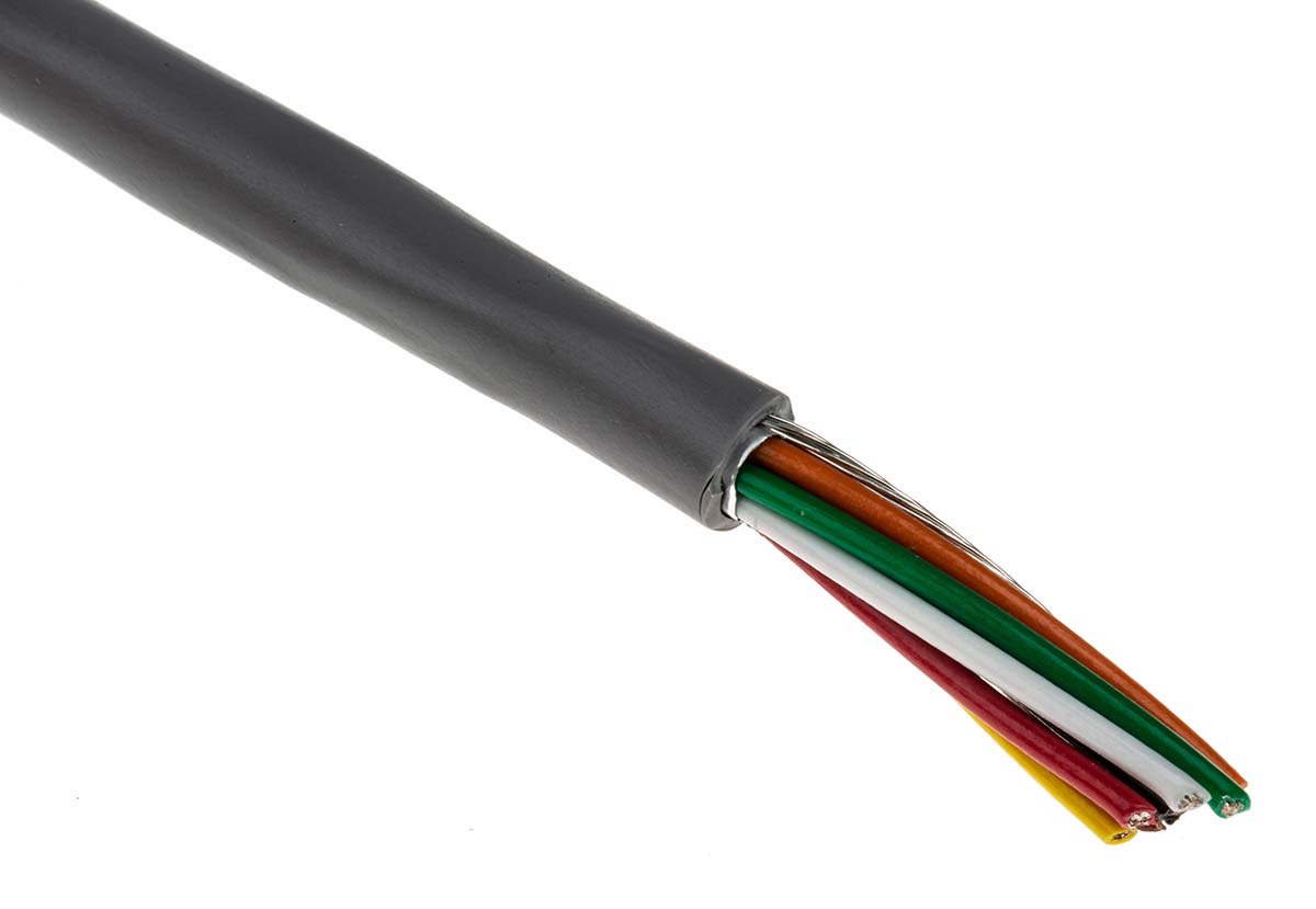 Alpha Wire Alpha Essentials Communication & Control Control Cable, 8 Cores, 0.35mm² 22 AWG, Screened, 30 m, Grey