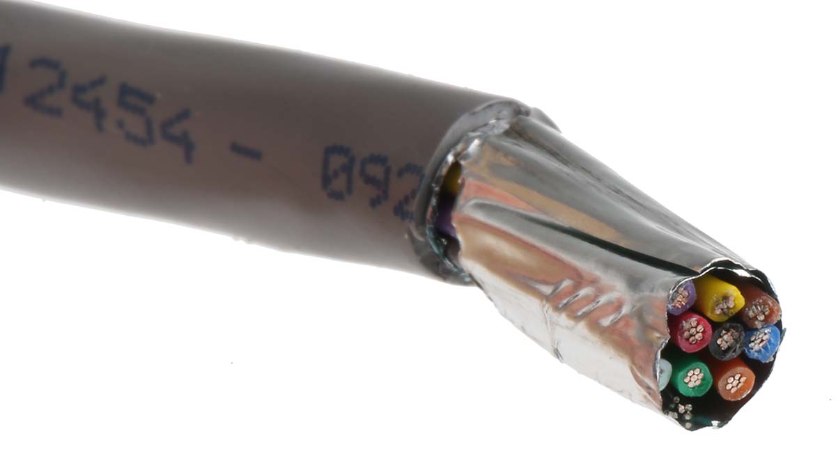 Alpha Wire Alpha Essentials Communication & Control Control Cable, 10 Cores, 0.35mm² 22 AWG, Screened, 30 m, Grey