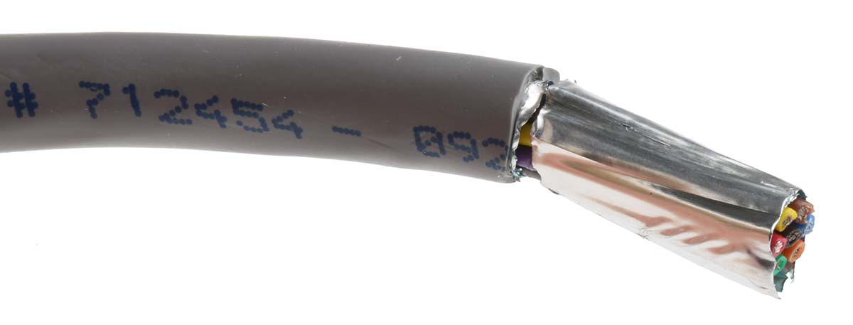 129910c-sl005 Alpha Wire Alpha Essentials Communication & Control Control Cable, 10 Cores, 0.35mm² 22 AWG, Screened, 30 m, Grey