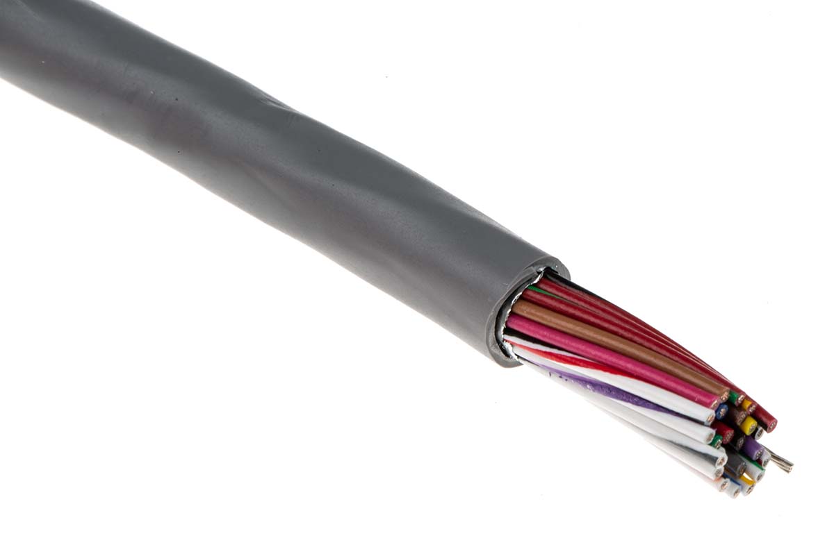 Alpha Wire Alpha Essentials Communication & Control Control Cable, 12 Cores, 0.35mm² 22 AWG, Screened, 30 m, Slate