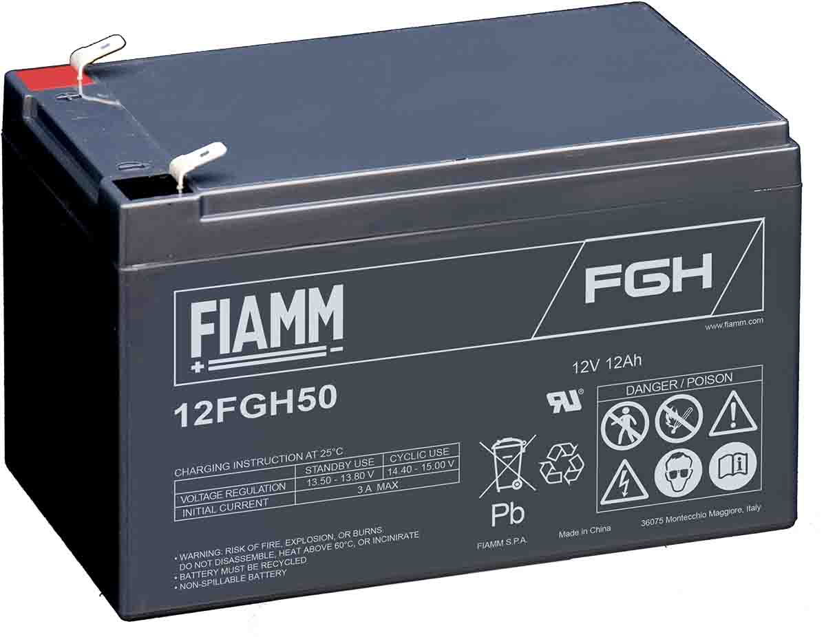 Fiamm 12 V, Faston 6.3 Sealed Lead Acid Battery, 12 Ah, 98mm x 100 mm