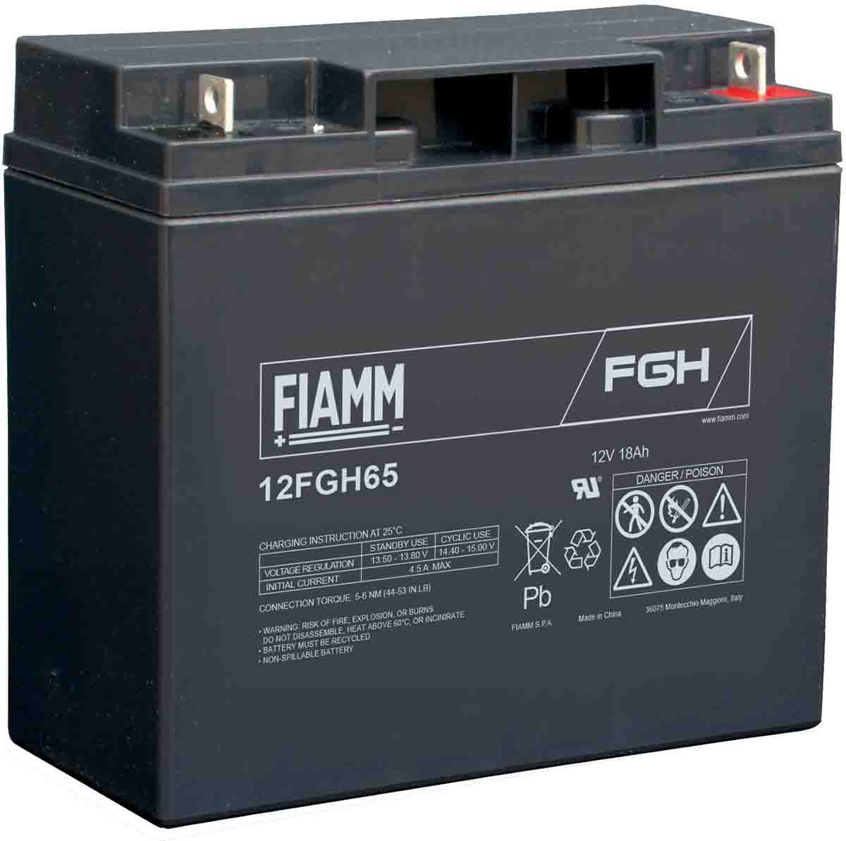 Fiamm 12 V, Flag 5.5 Sealed Lead Acid Battery, 18 Ah, 76mm x 167 mm