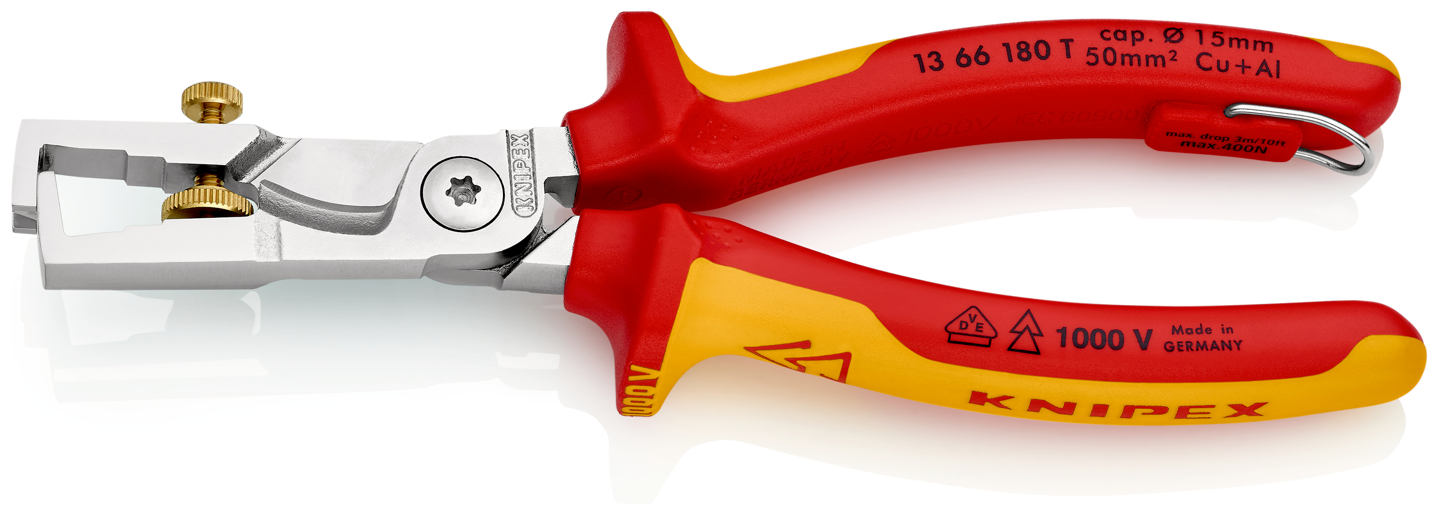 Knipex 13 66 180 T Series Copper Insulated Cable Cutter, 0 to 10 mm², 180 mm Overall