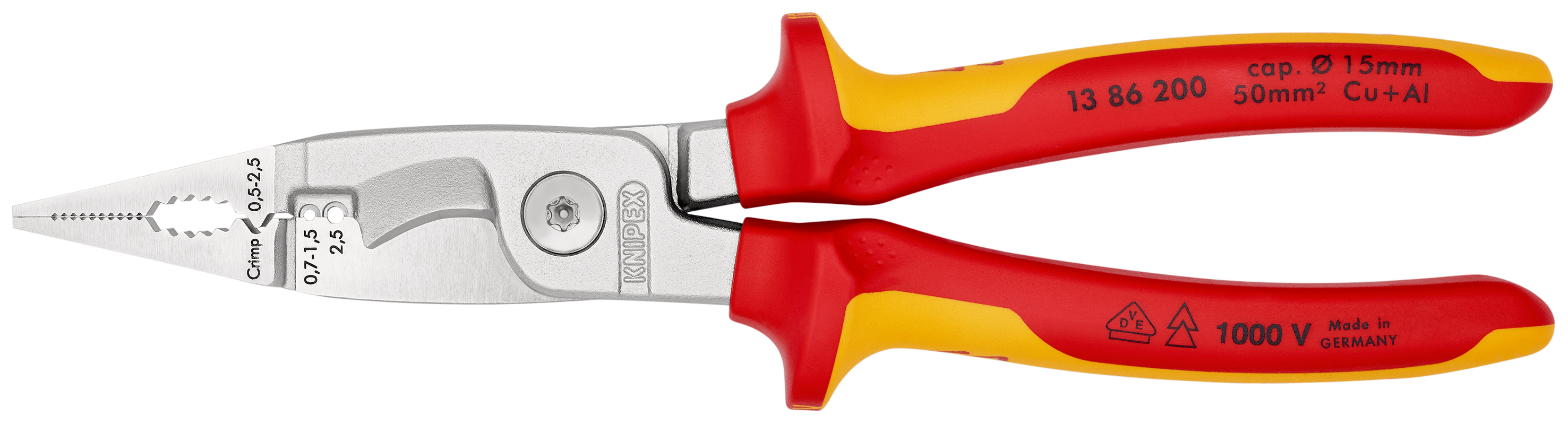 Knipex 1-Piece Combination Plier, 200mm Overall VDE/1000V Approved