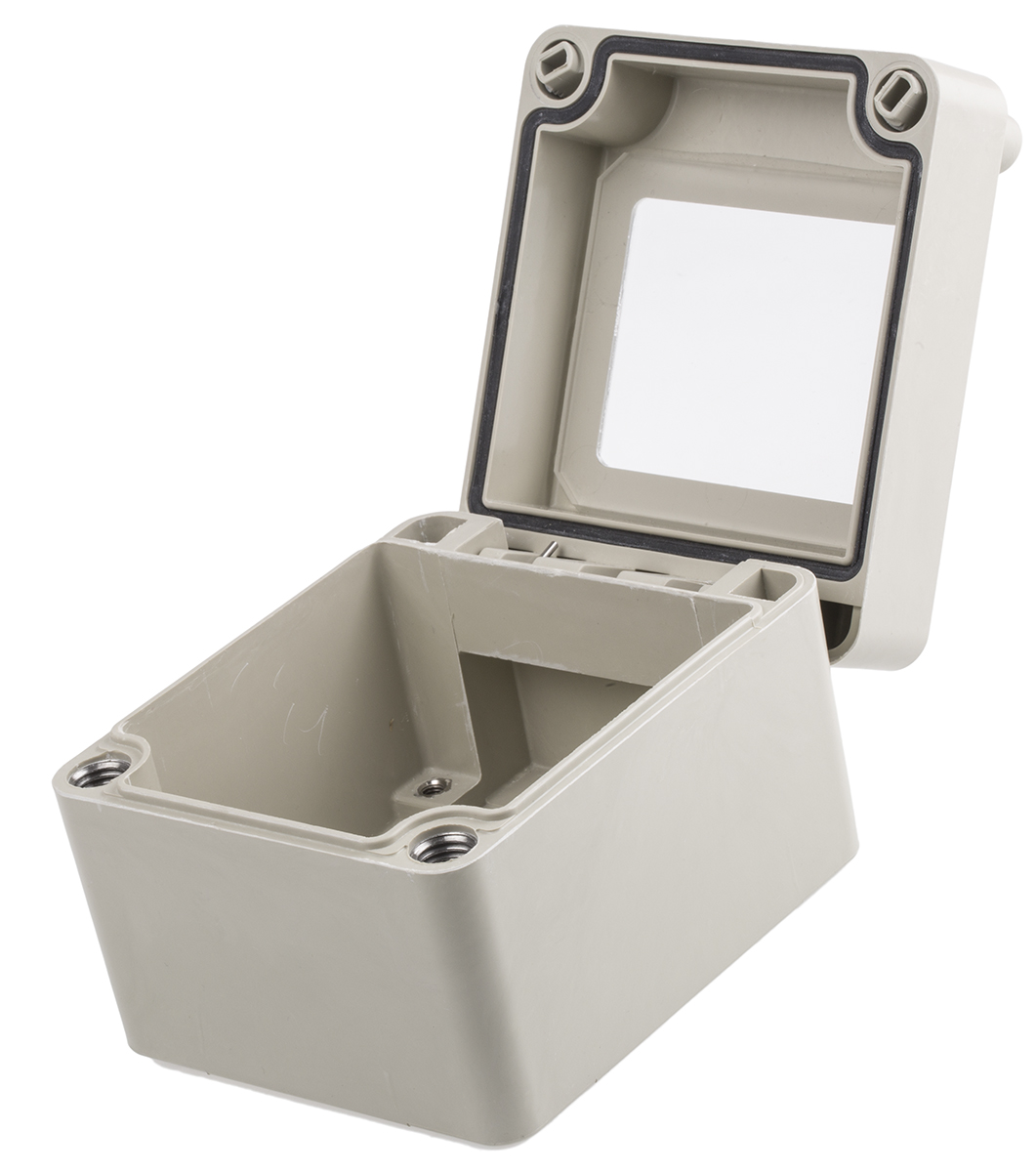 130120000 OKW Enclosures polyDOOR Series Grey Polyester Enclosure, IP66 100 mm, 140 mm, 120 mm