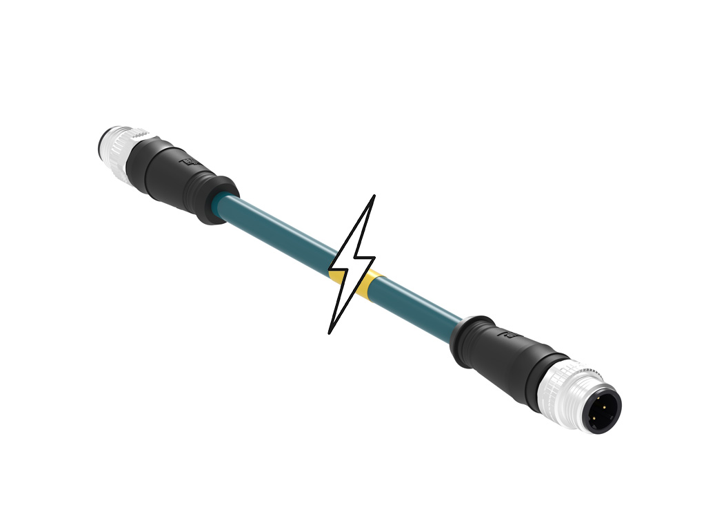 Molex Male 4 way M12, Straight to Male 4 way M12, Straight Cordset, 46 m