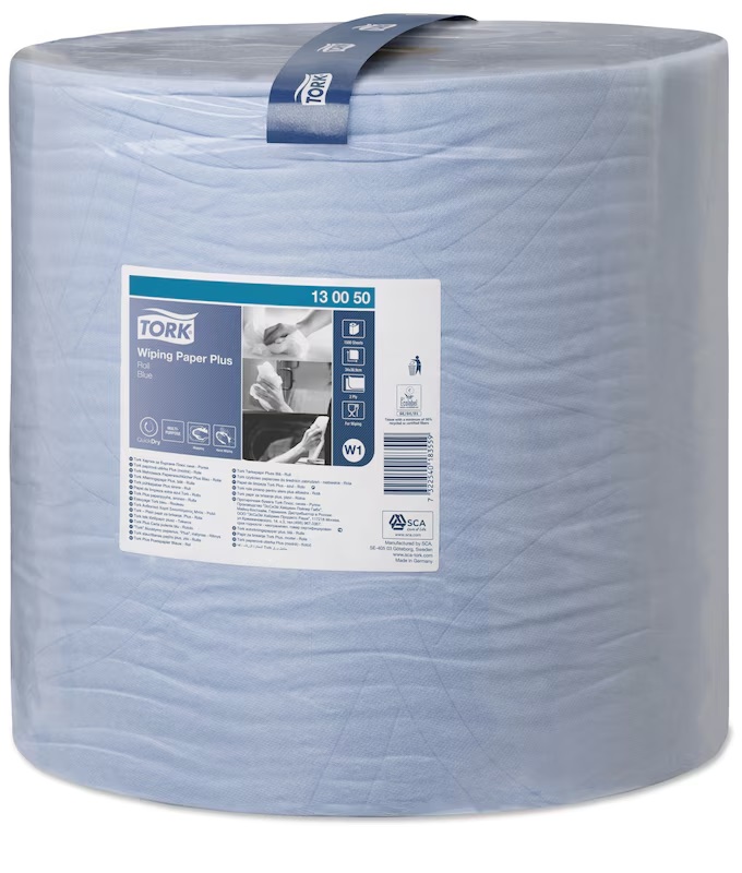 130050 Tork Wiping Paper Plus Roll Paper Towel, 510 m x 369 mm, 2, 1500 Sheets