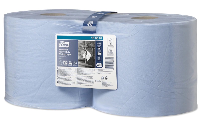 130081 Tork Industrial Heavy-Duty Wiping Roll Paper Towel, 119 m x 235 mm, 3, 350 Sheets