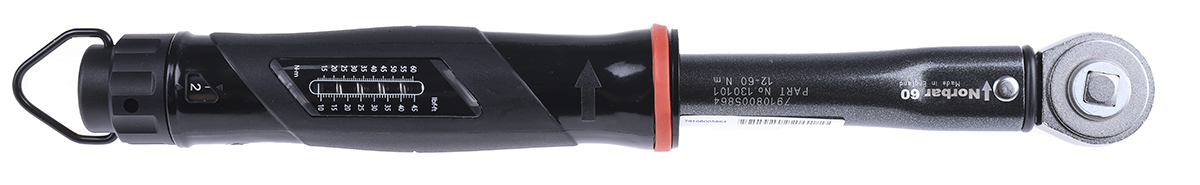 Norbar Torque Tools Click Torque Wrench, 12 to 60 Nm, 3/8 in Drive, Square Drive, 328mm Overall, RSCAL
