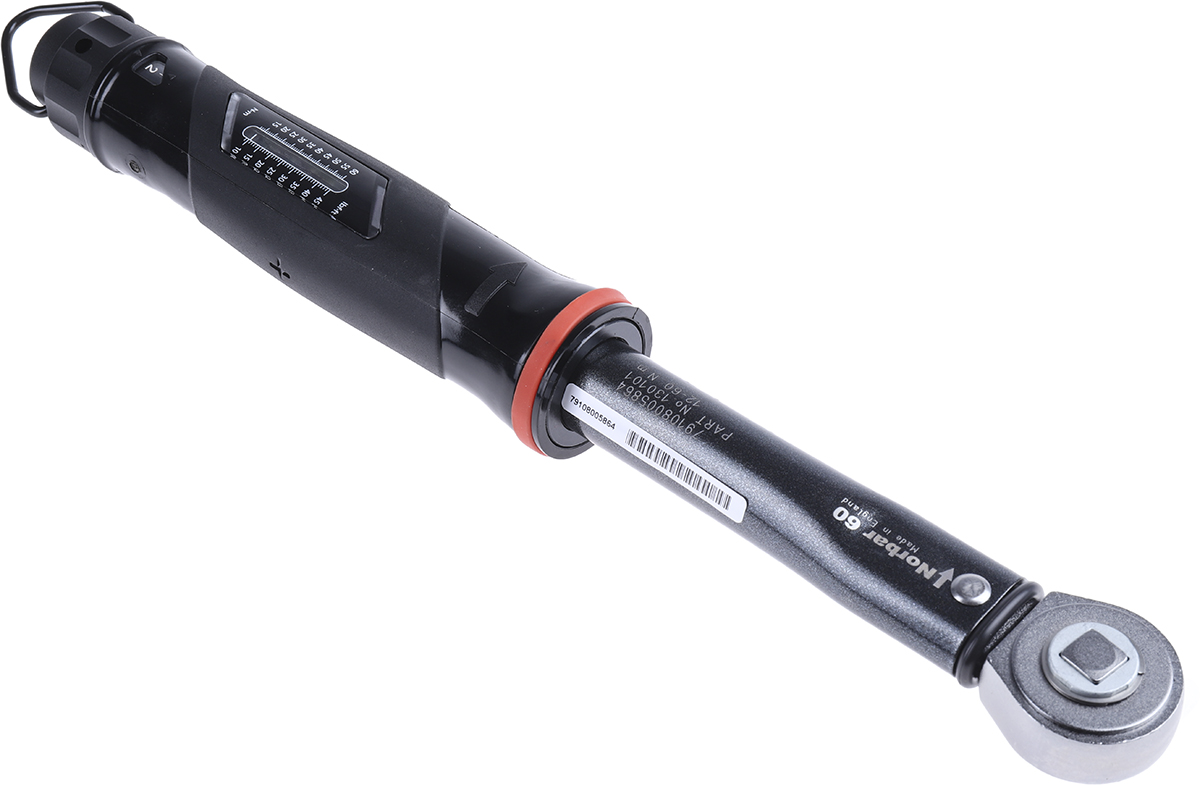 130101 Norbar Torque Tools Click Torque Wrench, 12 to 60 Nm, 3/8 in Drive, Square Drive, 328mm Overall, RSCAL