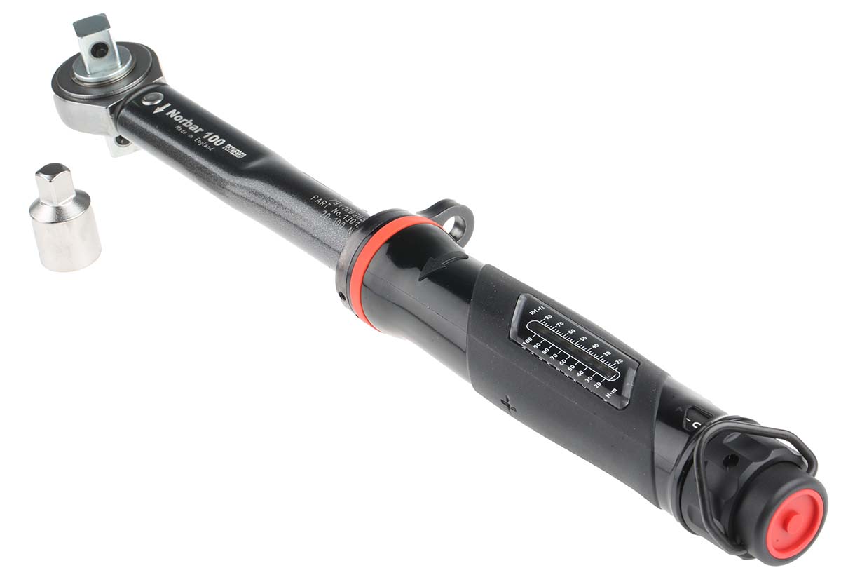 Norbar Torque Tools Click Torque Wrench, 20 To 100 Nm, 1/2 in Drive, Square Drive, 375mm Overall