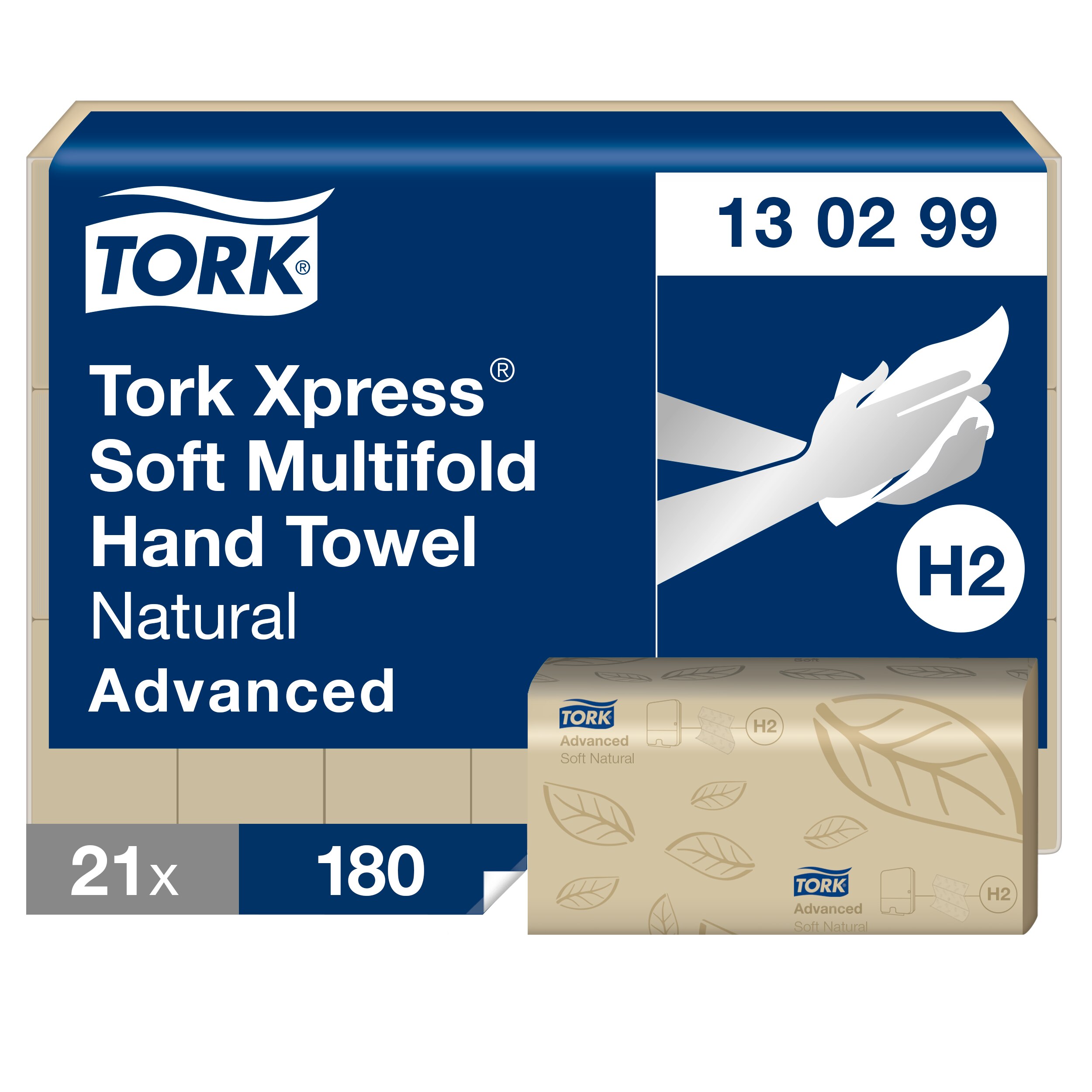 Tork Tork Xpress Soft Natural Multifold Hand Towel Advanced Multifold Paper Towel, 324 x 212 mm, 2, 180 Sheets