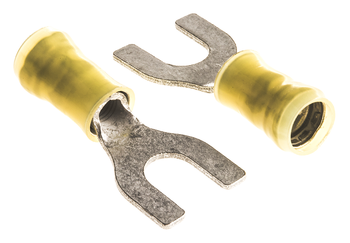 TE Connectivity, PIDG Insulated Crimp Spade Connector, 12 AWG to 10 AWG, M6 Stud Size Nylon, Yellow
