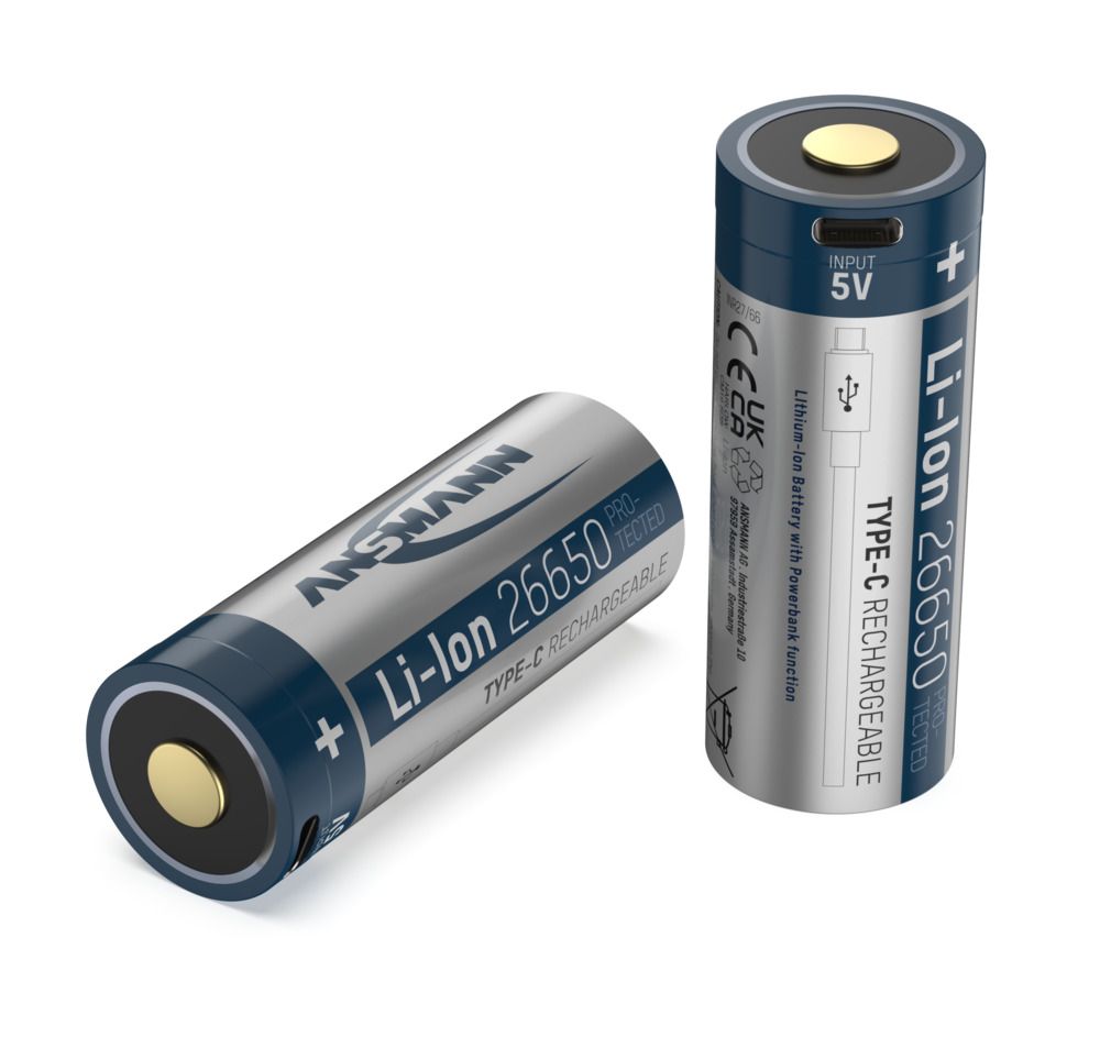 Ansmann, 1307-0012-520, 3.6 V, Lithium-ion 26.7 mm Lithium Rechargeable Battery, 5000 mAh