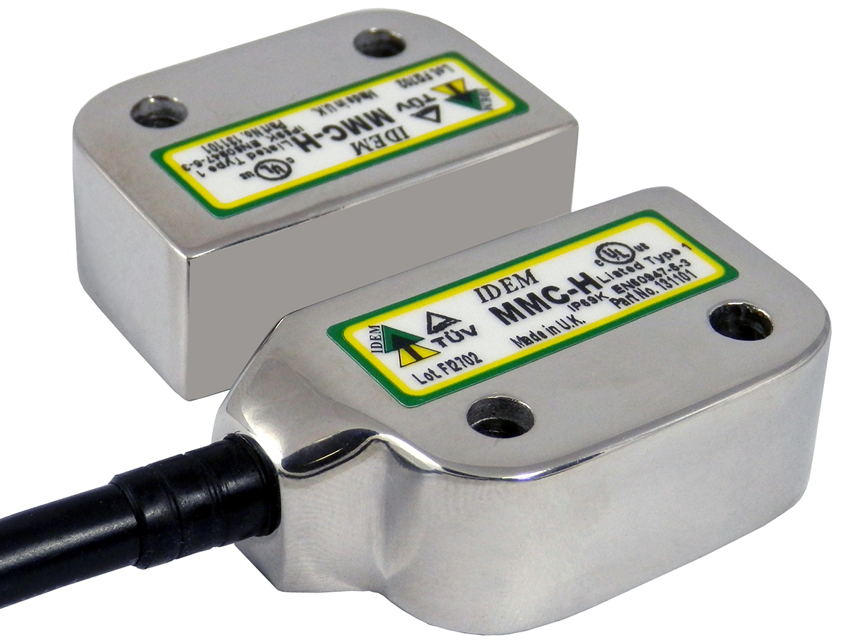 IDEM MMC-H Series Magnetic Non-Contact Safety Switch, 316 Stainless Steel Housing, 24V dc, 2 NC, 2 m Cable
