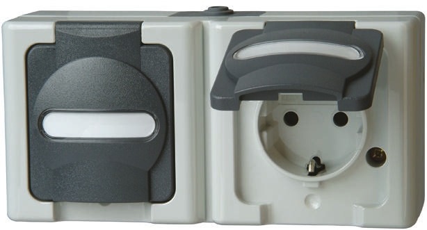 Kopp Grey Plug Socket, 16A, 2P, Earthed Socket, Outlet Socket