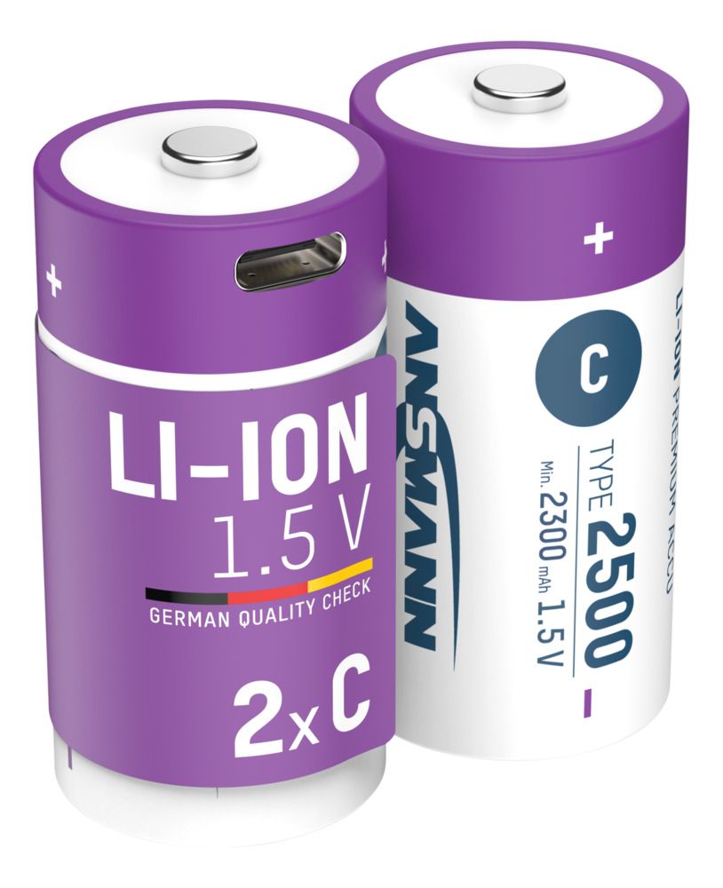 Ansmann Lithium-ion Rechargeable C Battery,  2500 mAh
