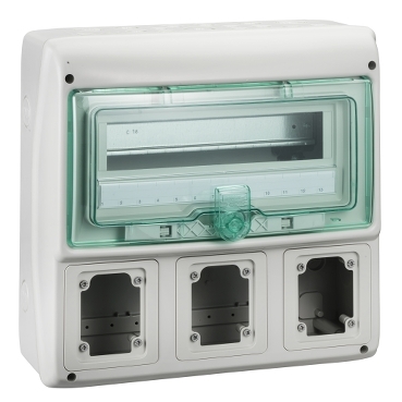 Schneider Electric Mureva Light Grey Smooth Polymer Electrical Enclosure, IEC, IP65, Surface Mount, 1 Gangs 335 mm 340mm