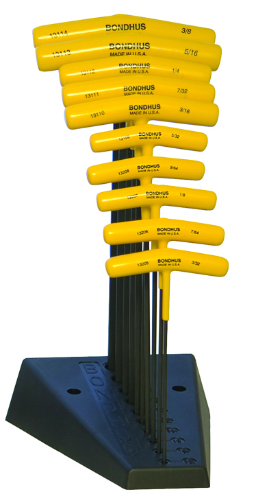 Bondhus 10 piece T Metric Hex Key Set, Hex size 3/32 to 3/8 in