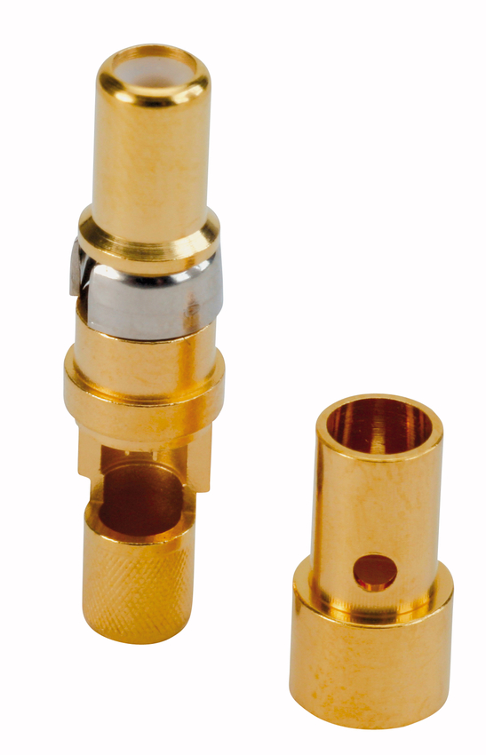 CONEC size 3.2 mm Male Solder D-Sub Connector Coaxial Contact, Gold Flash over Nickel 12 AWG