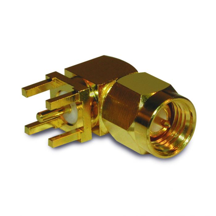 Amphenol RF Through Hole Male SMA, Right Angle Body Solder