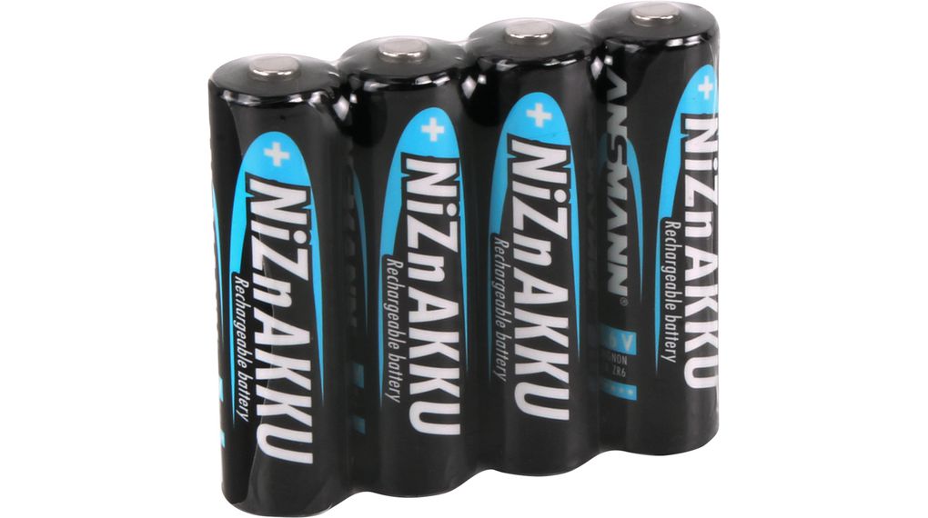 Ansmann AA NiZn Rechargeable AA Battery, 1.5 Ah, 1.65 V - Pack of 4