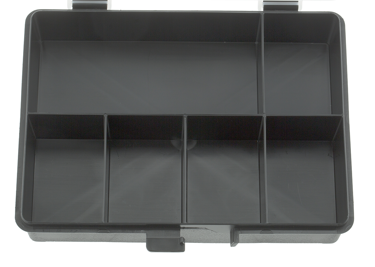 132428 Raaco 6 Cell Black Polypropylene Compartment Box, 40 mm x 179mm x 151 mm