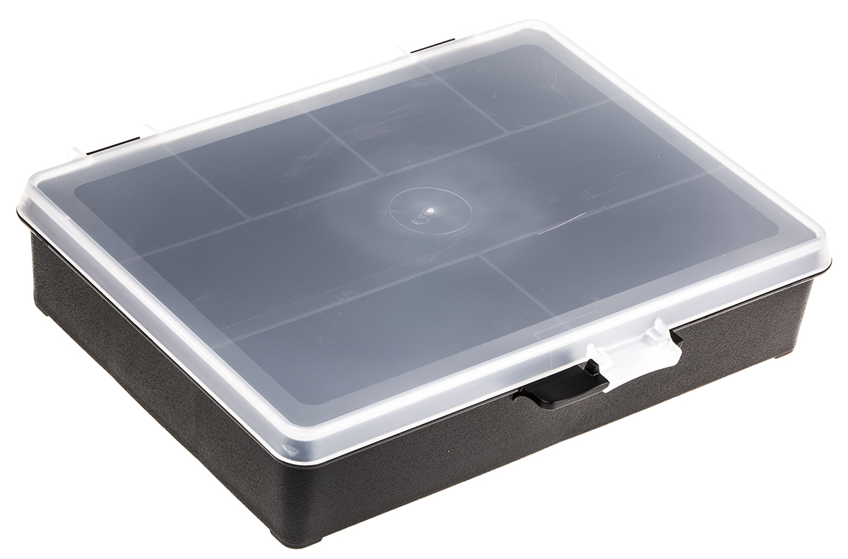 Raaco 7 Cell Black Polypropylene Compartment Box, 40 mm x 179mm x 151 mm