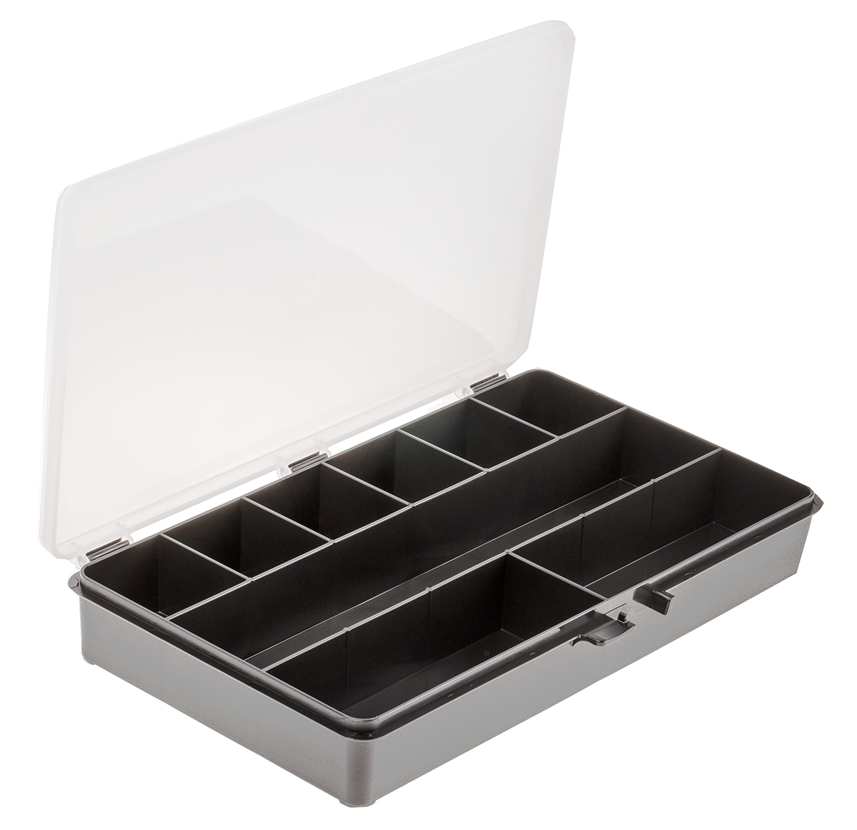 132442 Raaco 9 Cell Black Polypropylene Compartment Box, 41 mm x 271mm x 173 mm