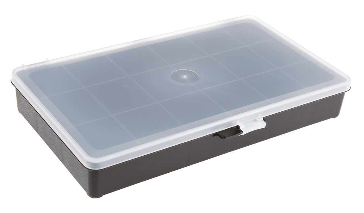 Raaco 18 Cell Black Polypropylene Compartment Box, 41 mm x 271mm x 173 mm