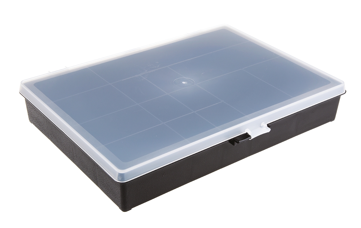 Raaco 14 Cell Black Polypropylene Compartment Box, 55 mm x 332mm x 254 mm