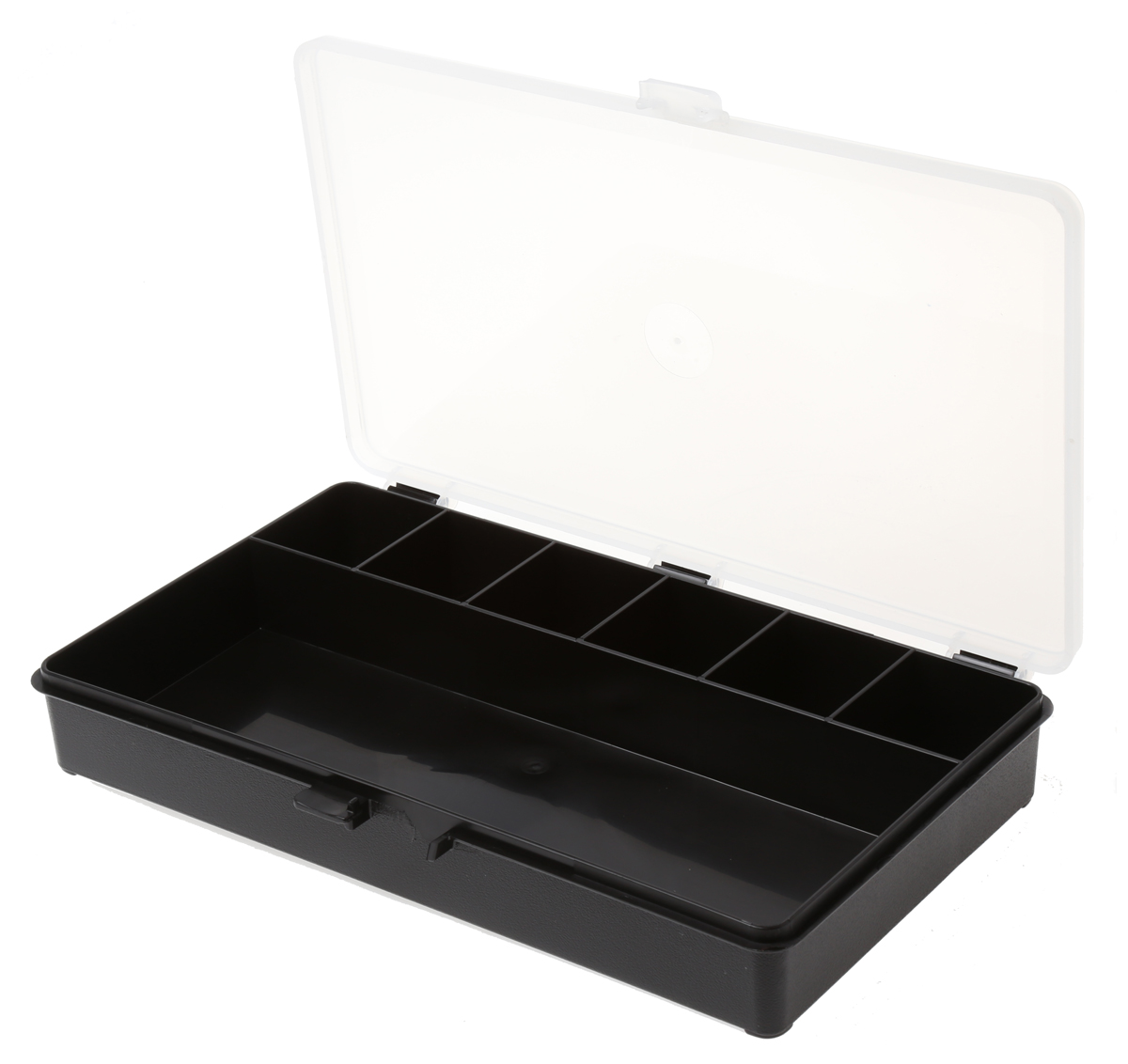 132480 Raaco 7 Cell Black Polypropylene Compartment Box, 41 mm x 271mm x 173 mm
