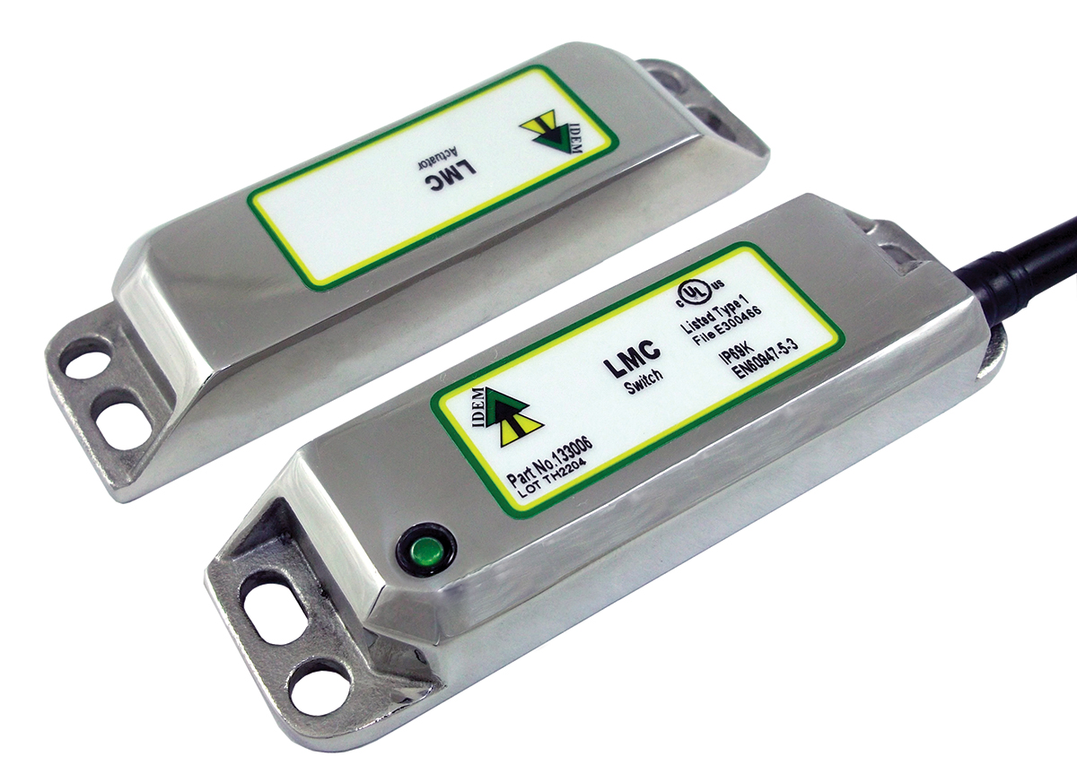 IDEM LMC Series Magnetic Non-Contact Safety Switch, 316 Stainless Steel Housing, 24V dc, 2 NC, 2 m Cable